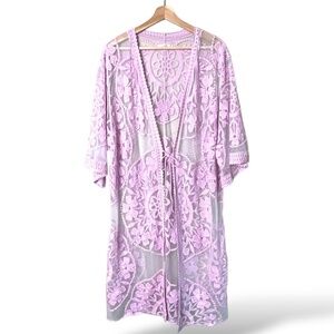 DO EVERYTHING IN LOVE Cotton Embroidered Kimono / Cardigan / Coverup / Sheer O/S